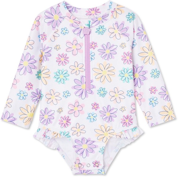 George Other - 🍊5/$25 George Kids Floral Rashguard - Purple, Yellow, Pink size 2T